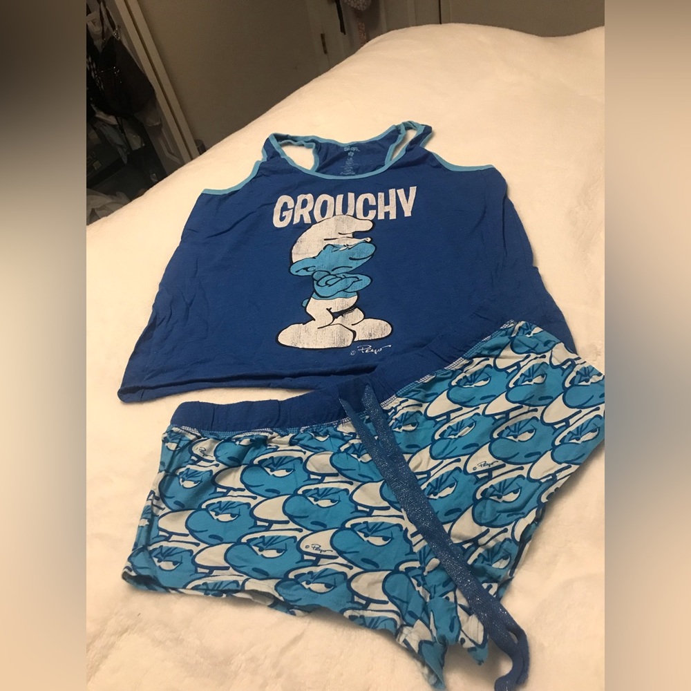 Smurf shortie and tank pajamas